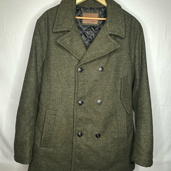 Men's Olive Double-Breasted Peacoat